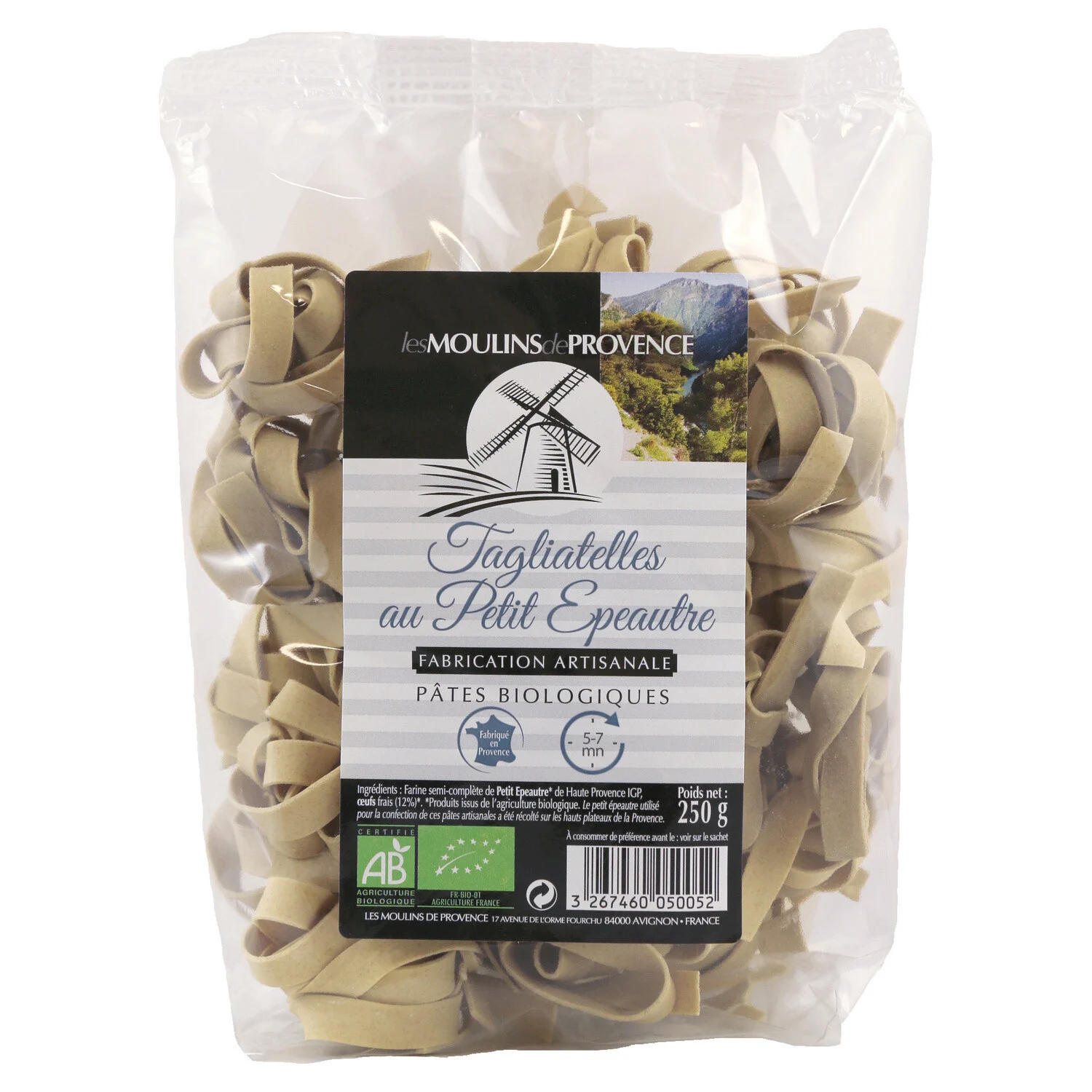 Pâtes Au Petit épeautre Bio Tagliatelles 250g - Les Moulins De Provence