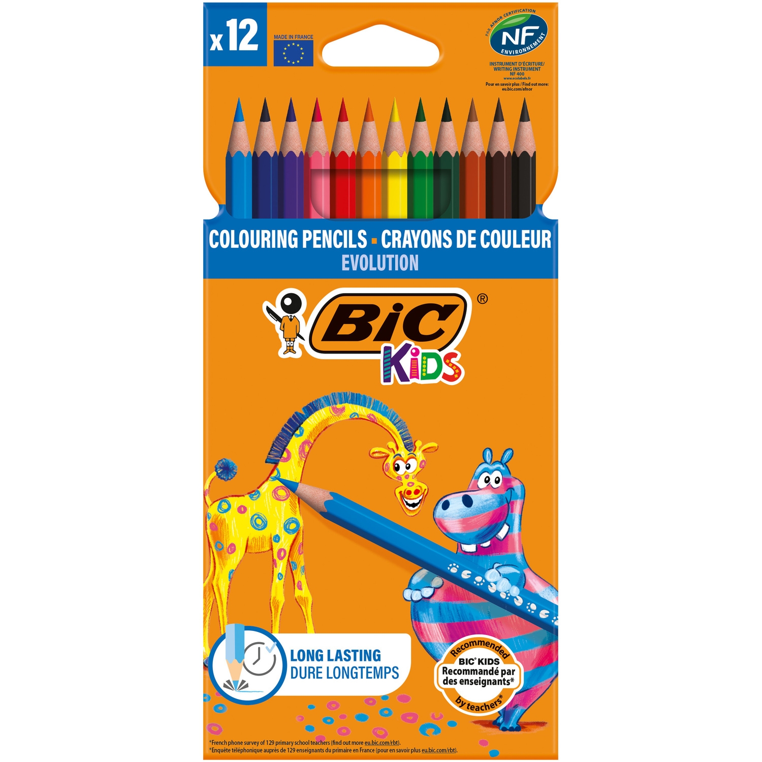 Crayon de couleur assortis x12 5 g - BIC