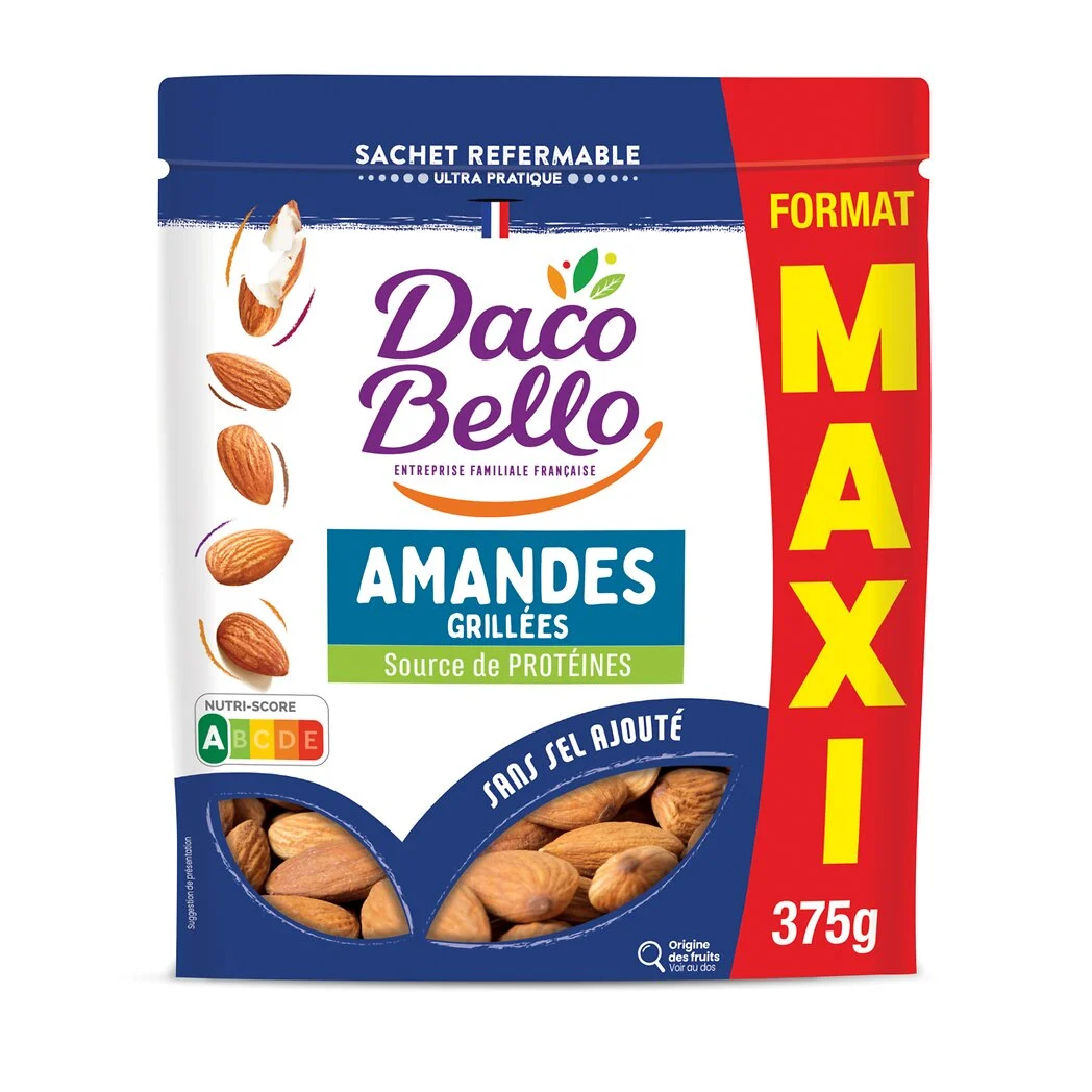 Mandorle Tostate Senza Sale Aggiunto Formato Maxi 375g - Daco Bello