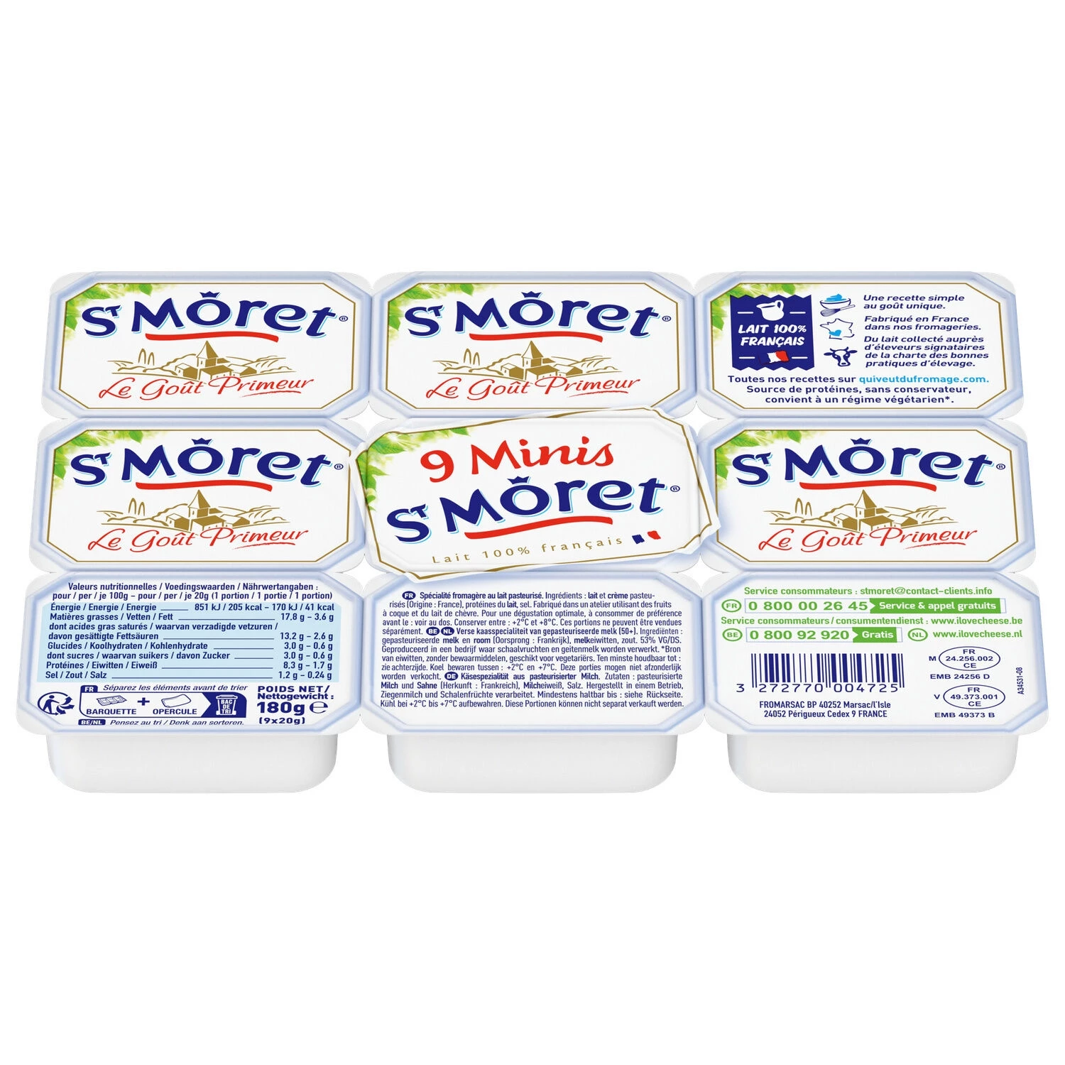 9x20g natural spread cheese - St Moret