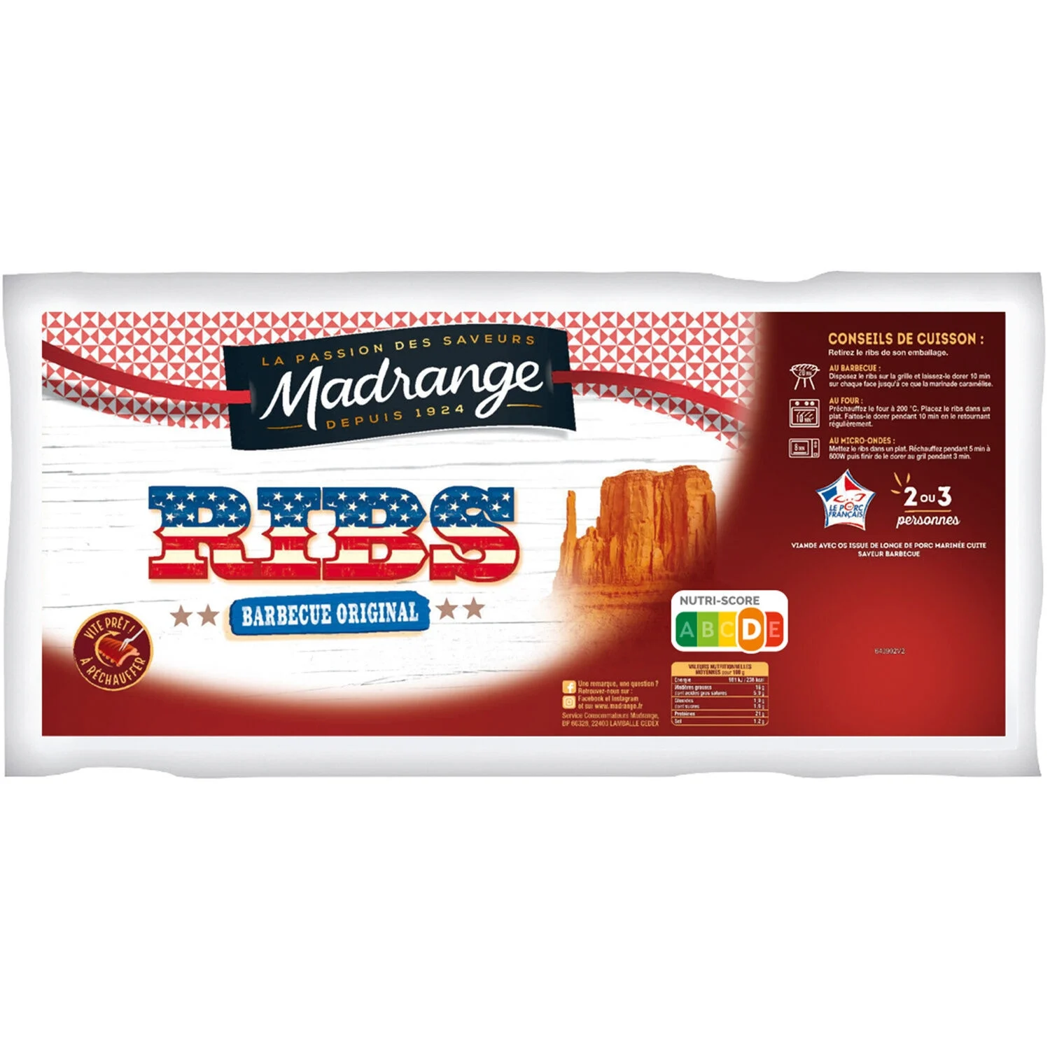 Ribs Barbecue Original 650g -  Madrange