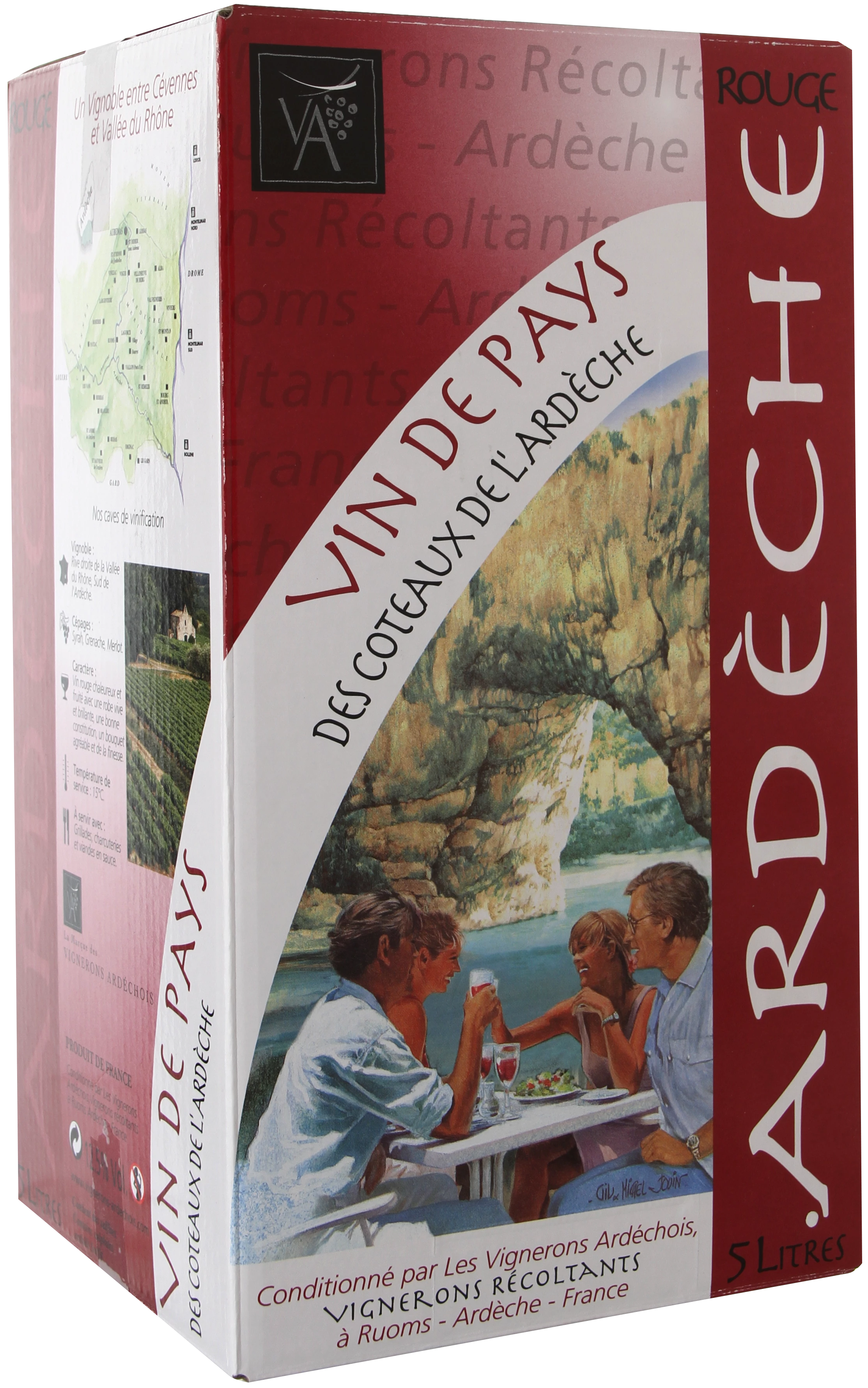 Vino rosso della Côteaux de l'Ardèche 11,5% Bib 5L