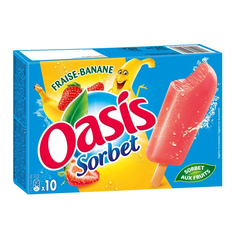 Bâtonnets fraise-banane 400g X10  - OASIS