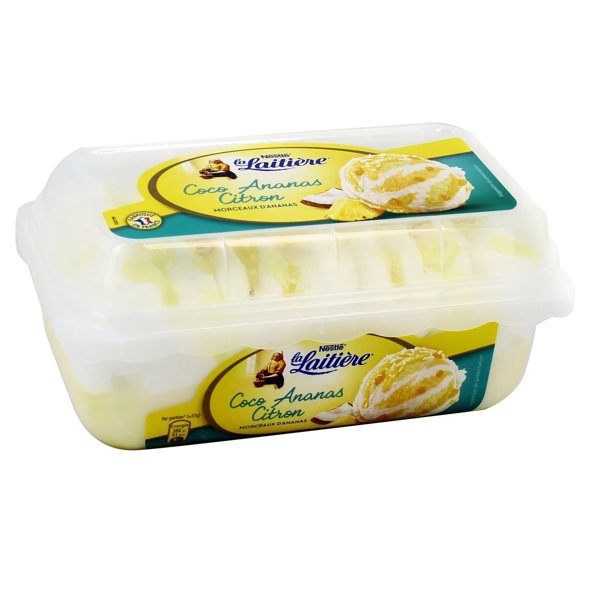Glace coco, ananas, citron 510g - LA LAITIÈRE