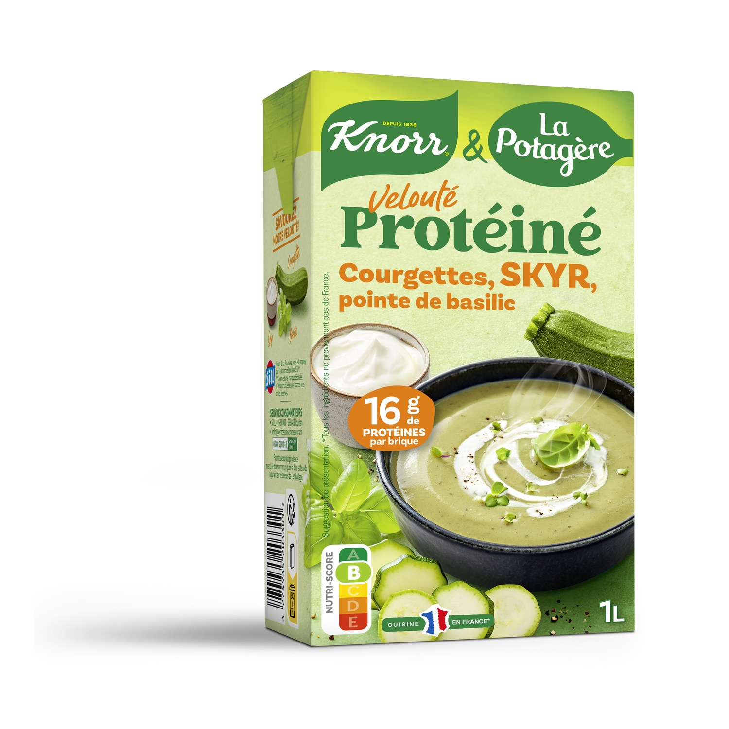 Veloute proteine courgettes skyr et pointe de basilic, 1 L - LA POTAGERE