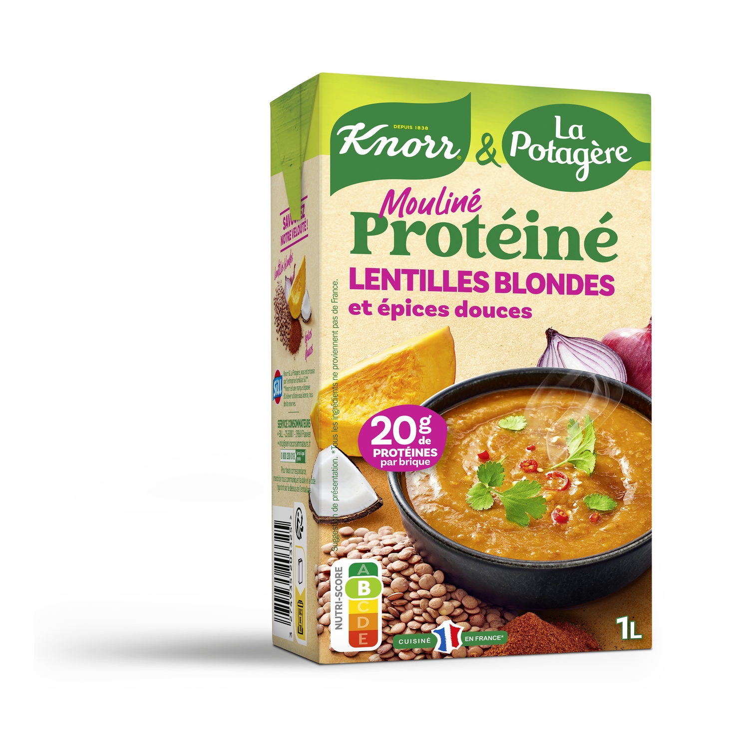 Mouline proteine lentilles blondes et epices douces, 1 L - LA POTAGERE