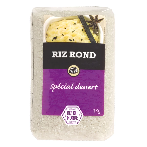 1kg white round rice - RIZ DU MONDE