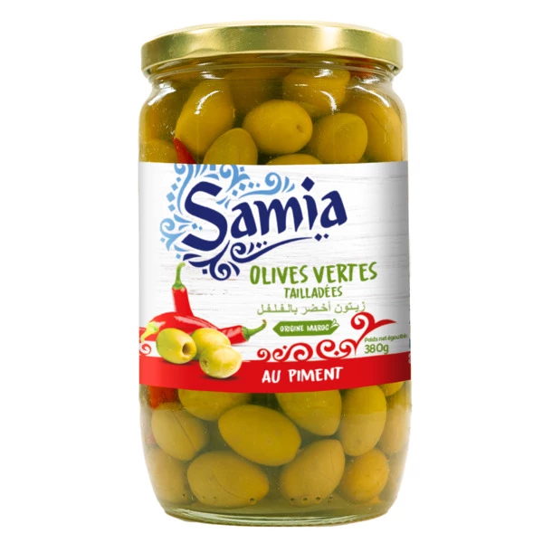 Olives vertes pimentées 655g  - SAMIA