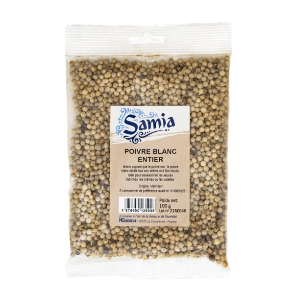 Whole White Pepper 100g - SAMIA