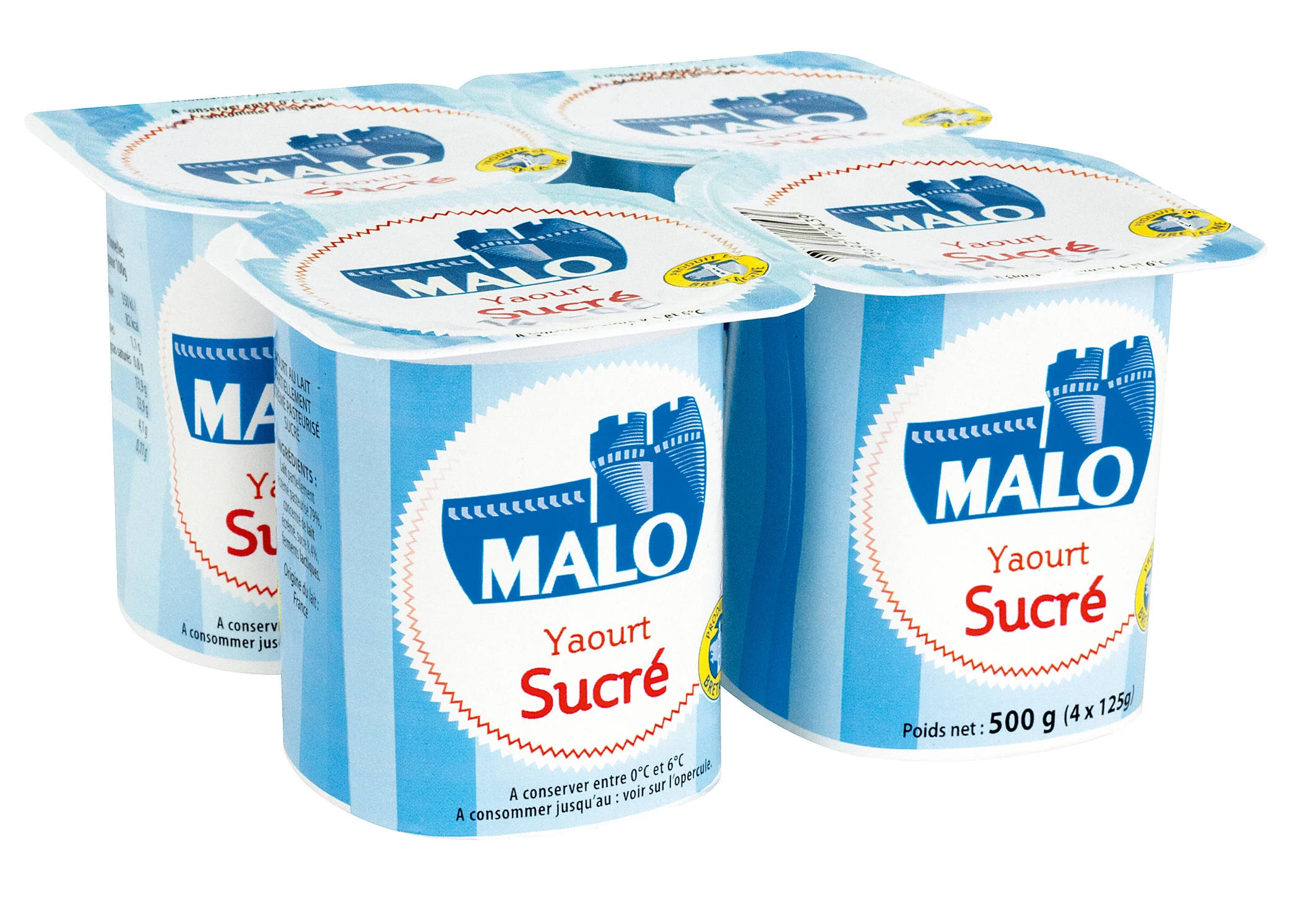 Yaourt nature sucré 4x125g - MALO