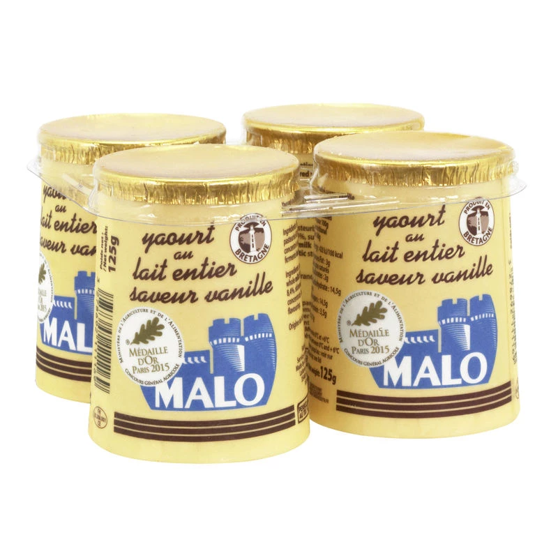 4x125g vanilla whole milk yogurt - Malo
