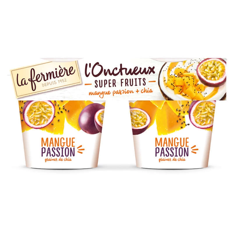 Mango passion yogurt 2x150g - La Fermiere