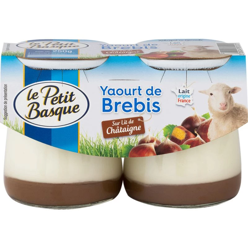 Sheep yogurt on chestnut bed 2x125g - Le Petit Basque