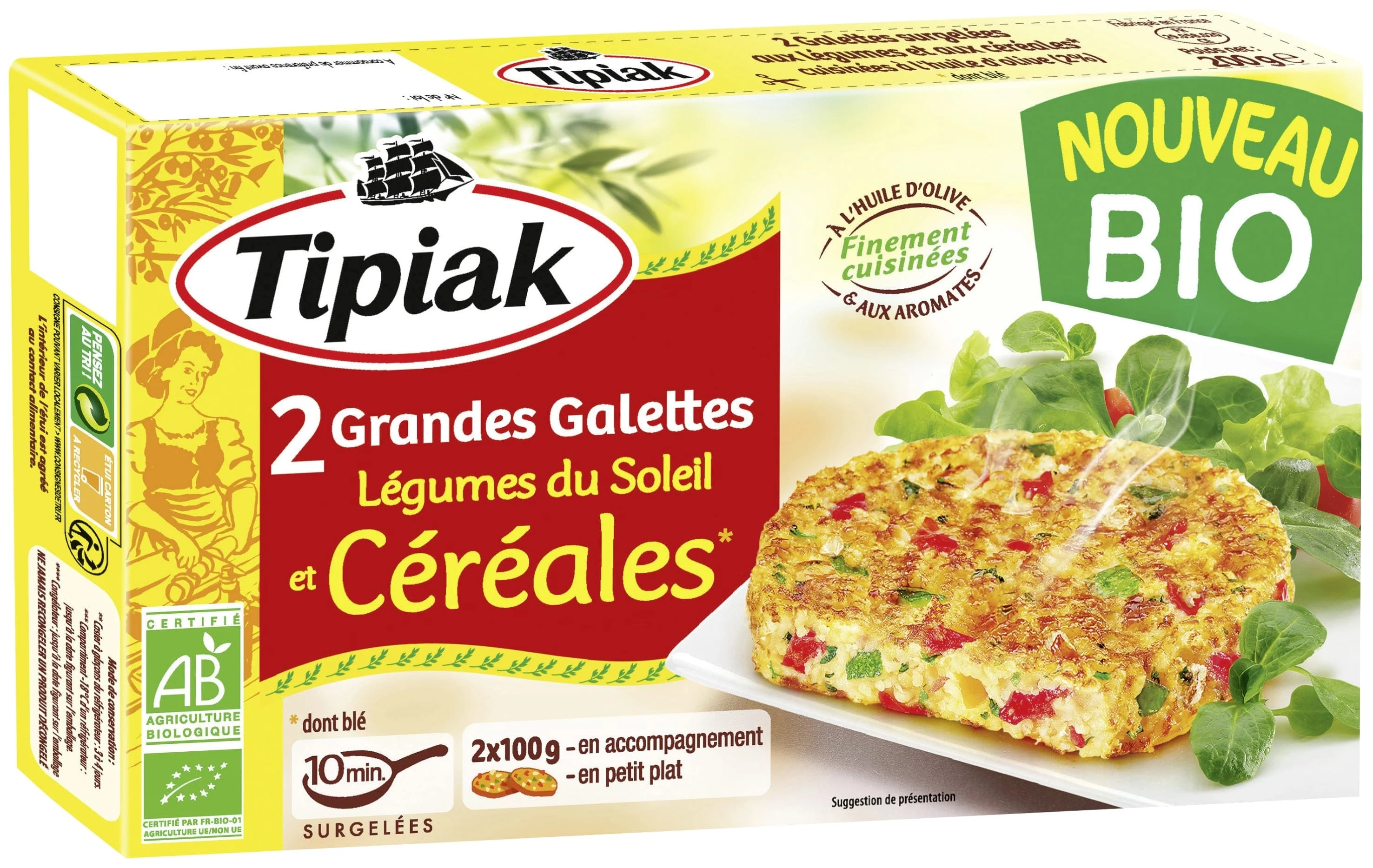 Grandes galettes de légumes & céréales BIO 2x100g - TIPIAK