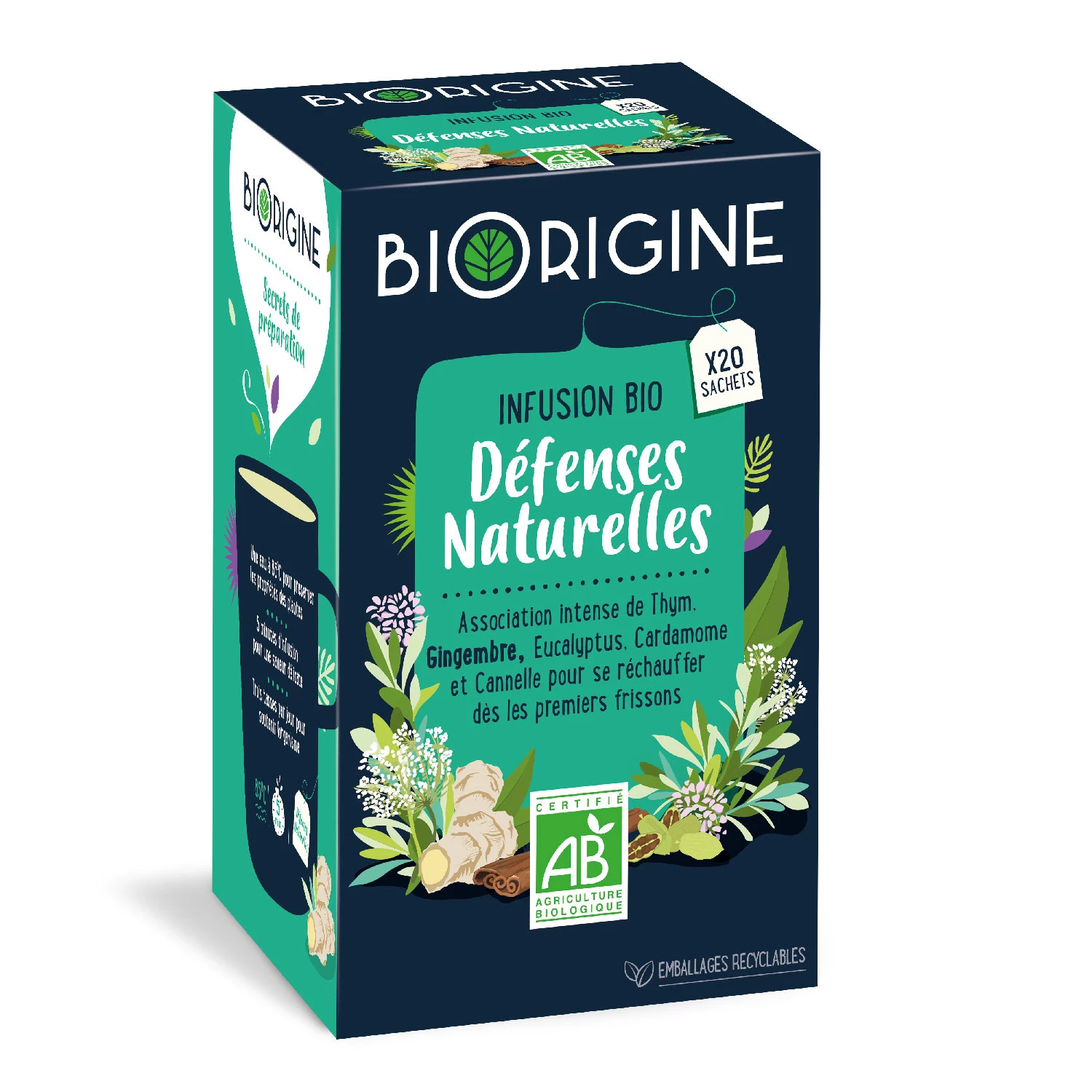 Infusion défense naturelle Bio, boite de 20 sachets, BioRIGINE