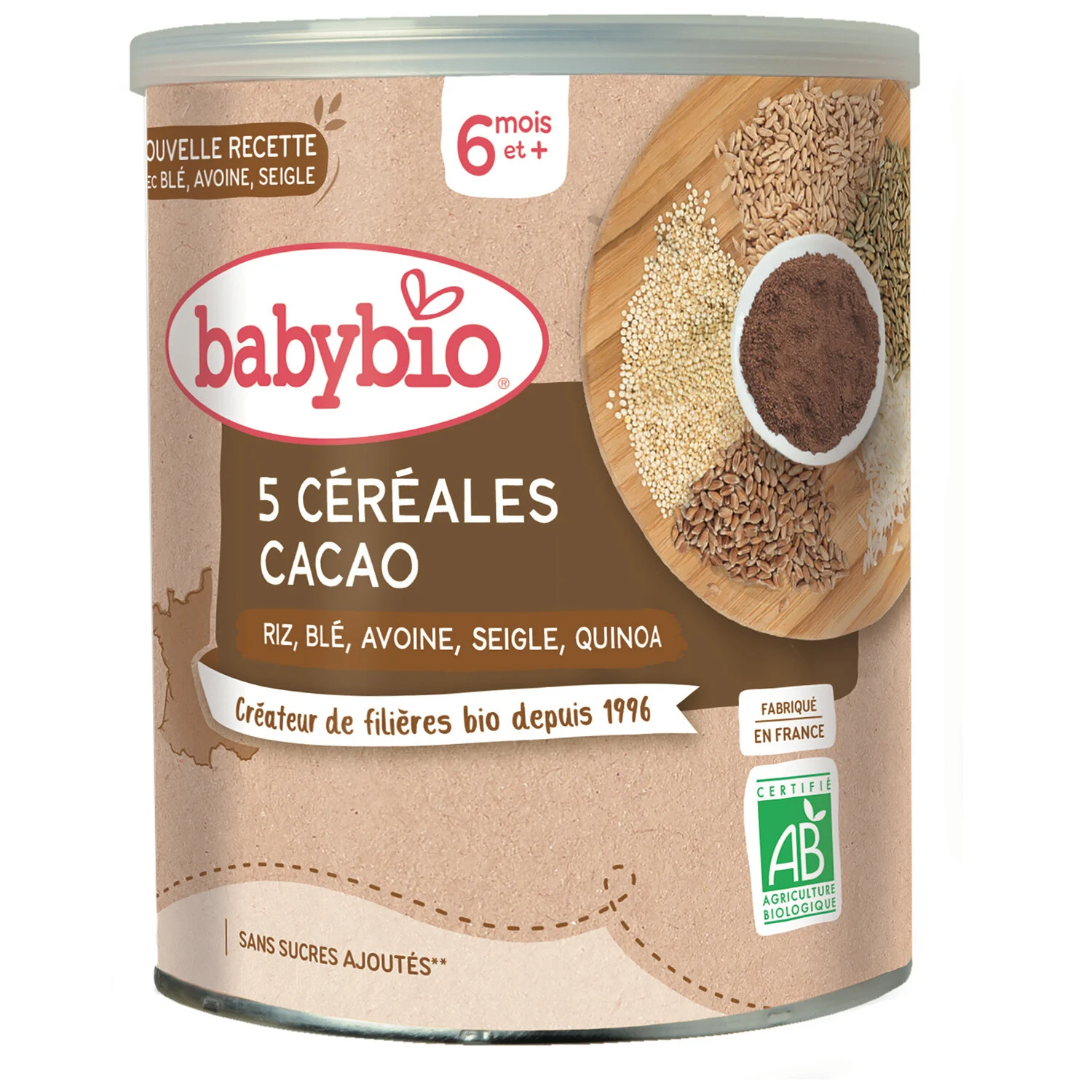 Céréales Bébé Dès 8 Mois, Cacao 220g - Babybio
