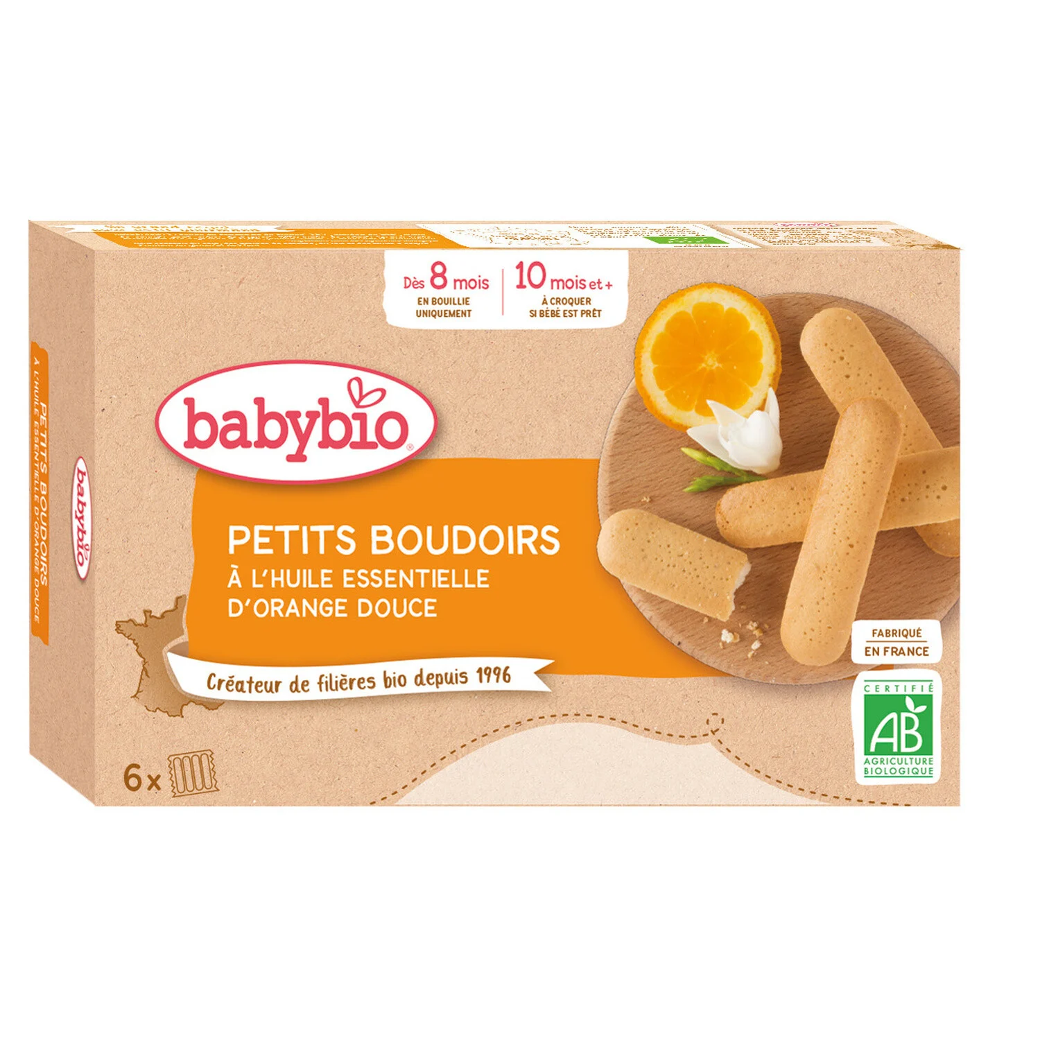 Biscuits Bébé Dès 8 Mois Boudoirs à L'orange 120g - Babybio