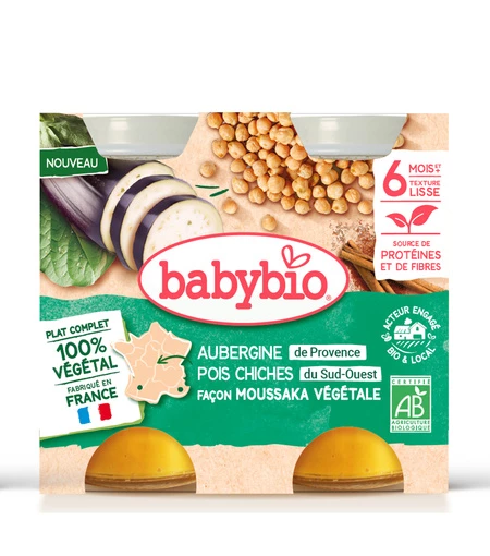 Plat Cuisiné Bébé Aubergines De Provence Et Pois Chiche Façon Moussaka Bio 400g - Babybio
