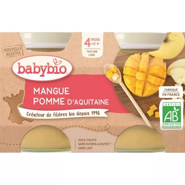 Baby Compotes From 4 Months Apple Mango Without Added Sugars Organic 2x130g - Babybio