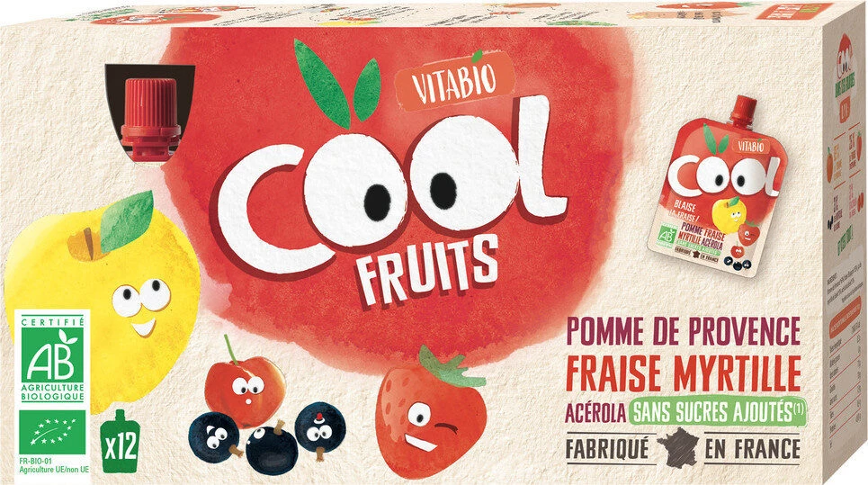 Drinking Compote La Paw Patrol Pomme De France Strawberry Blueberry No Added Sugars Organic Cool Fruits 12x90 - Vitabio