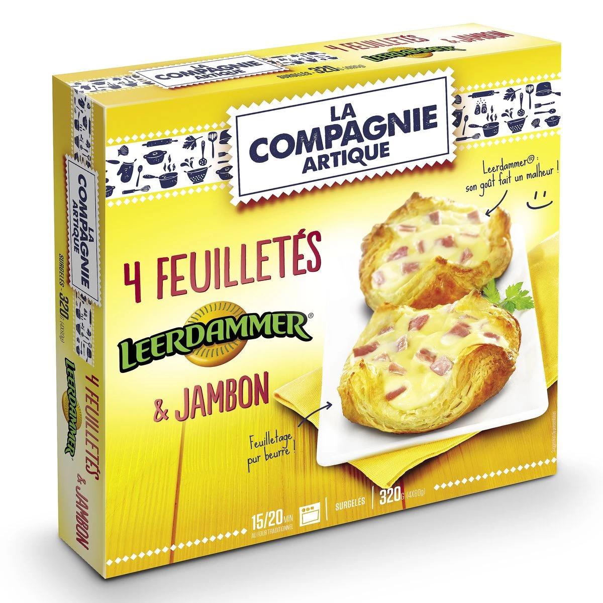 Paniers feuilletés au leerdamer & jambon 4x80g - LA COMPAGNIE ARTIQUE