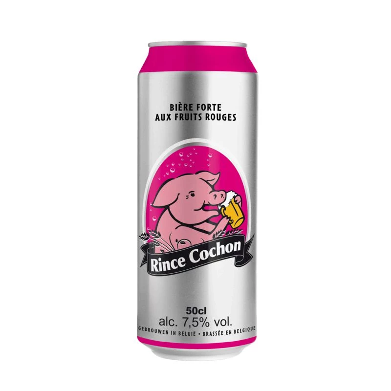 Bier met rode vruchtensmaak, 7,5°, 50cl - RINCE COCHON