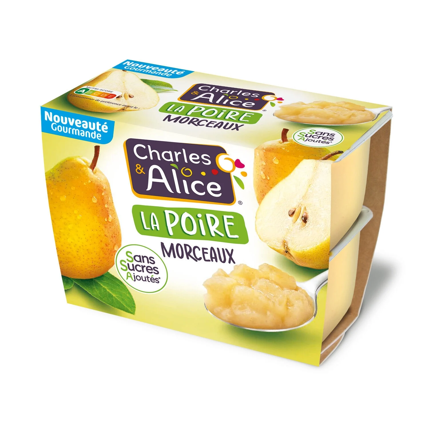 Compote Poire Morceaux Sans Sucres Ajoutés 4x95g - Charles & Alice