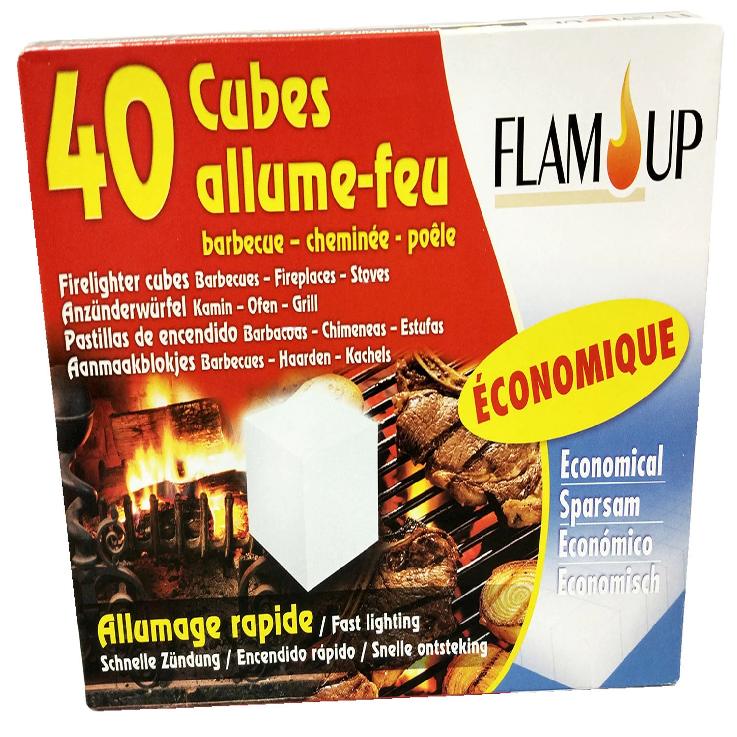 SET DE 40 Cubes Allume-feu Sans Odeur Allumage - FLAM'UP