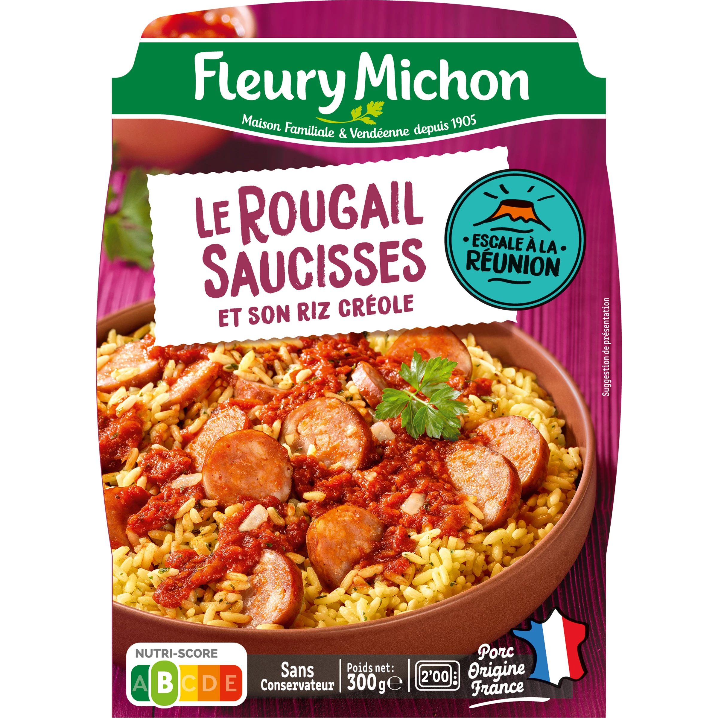Rougail sausage with creole rice 300g - FLEURY MICHON