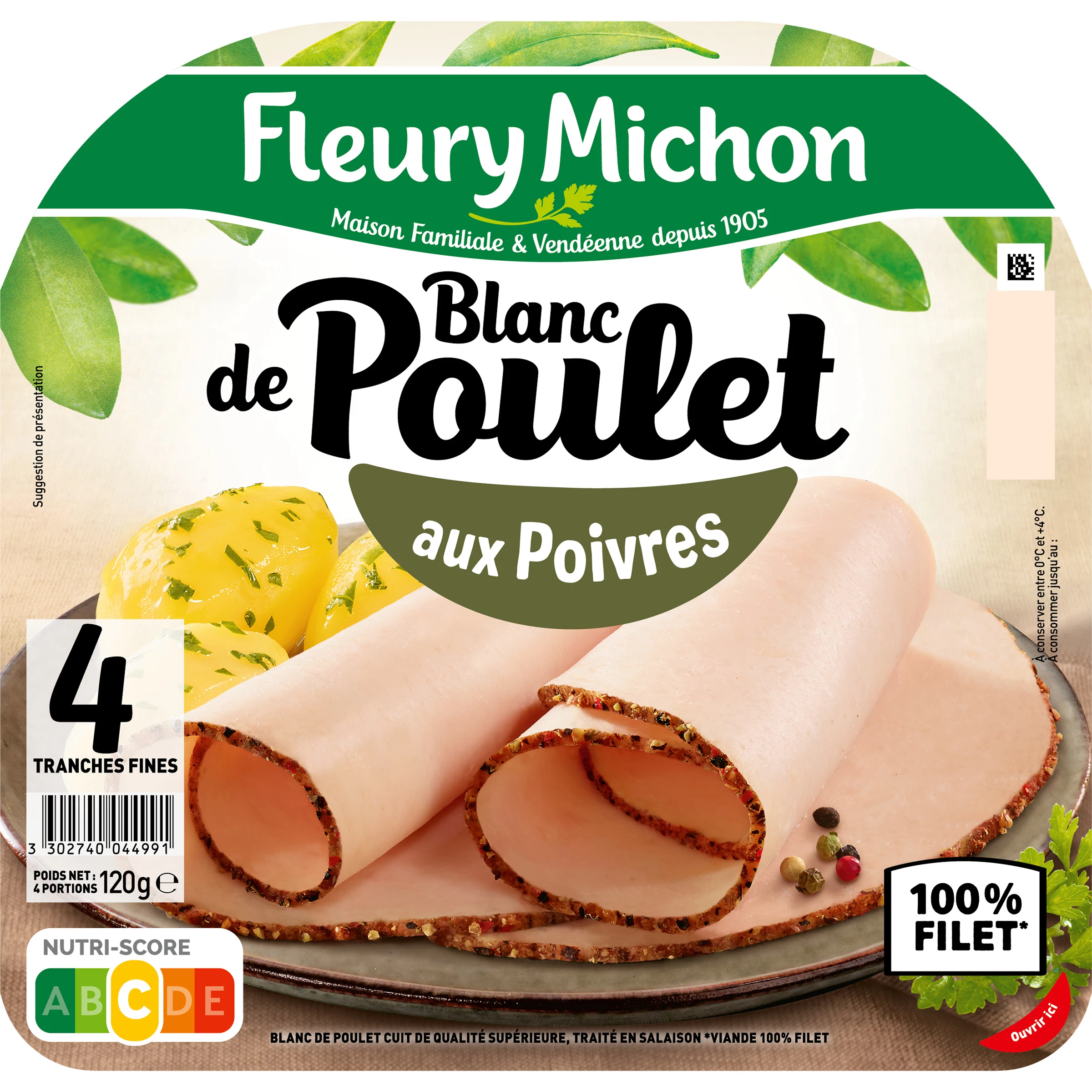 4 plakjes kipfilet met peperkorrels - FLEURY MICHON