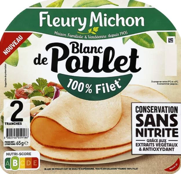 Blanc de Poulet Conservation sans Nitrite, 2 Tranches - FLEURY MICHON