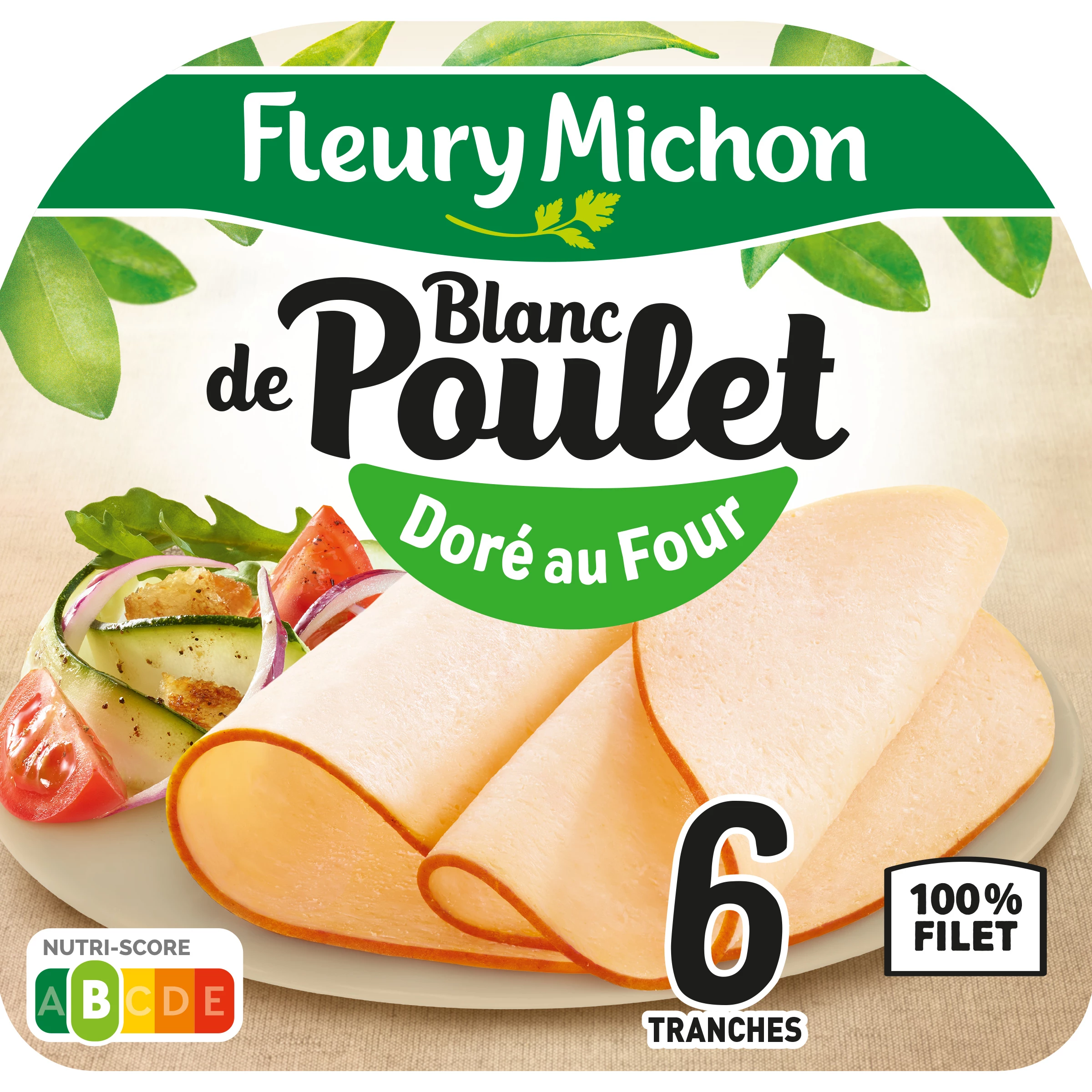 Gebakken gebruinde kippenborst, 6 plakjes - FLEURY MICHON