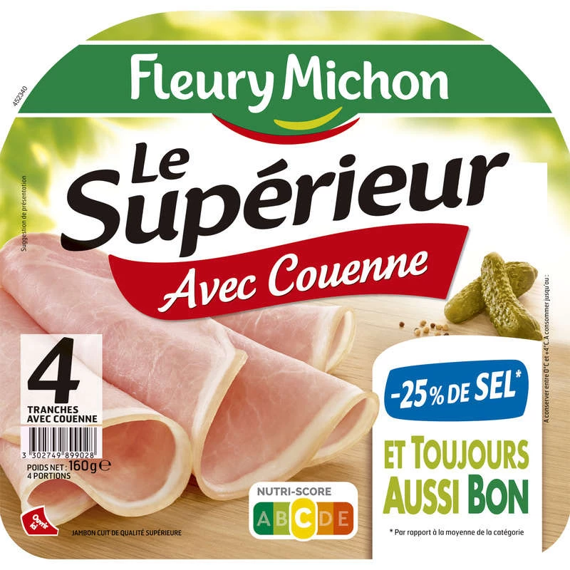 Le Supérieur ham reduced in salt with rind - FLEURY MICHON