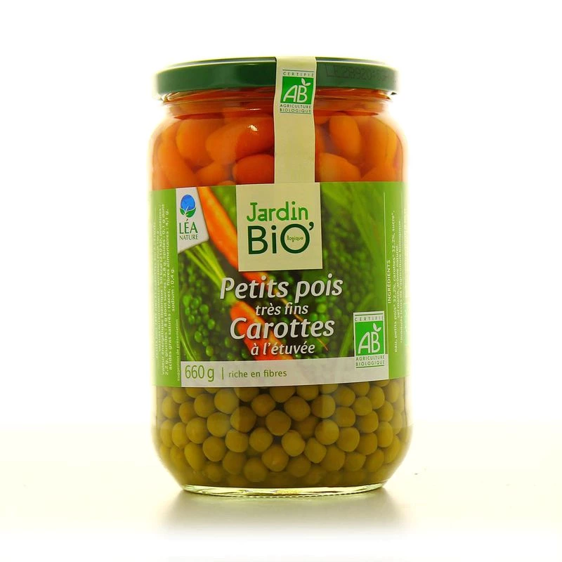 Ervilhas e cenouras orgânicas 660g - JARDIN Bio