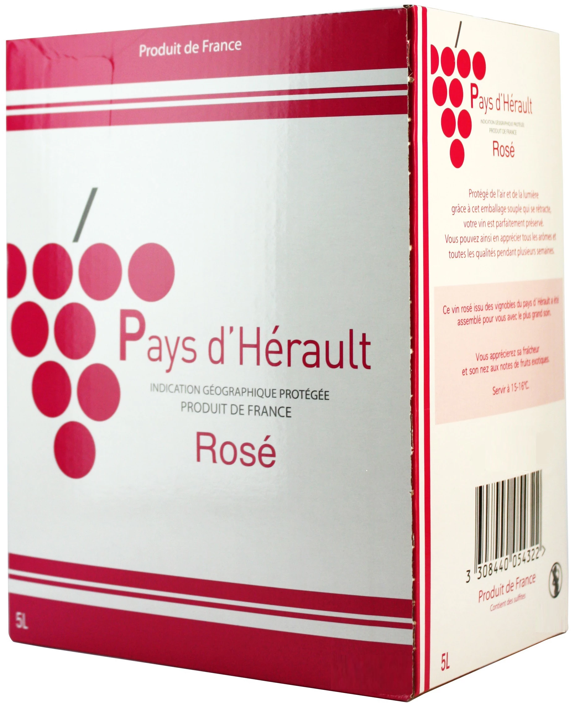 Vin Rosé Pays d'Hérault Bib 5l
