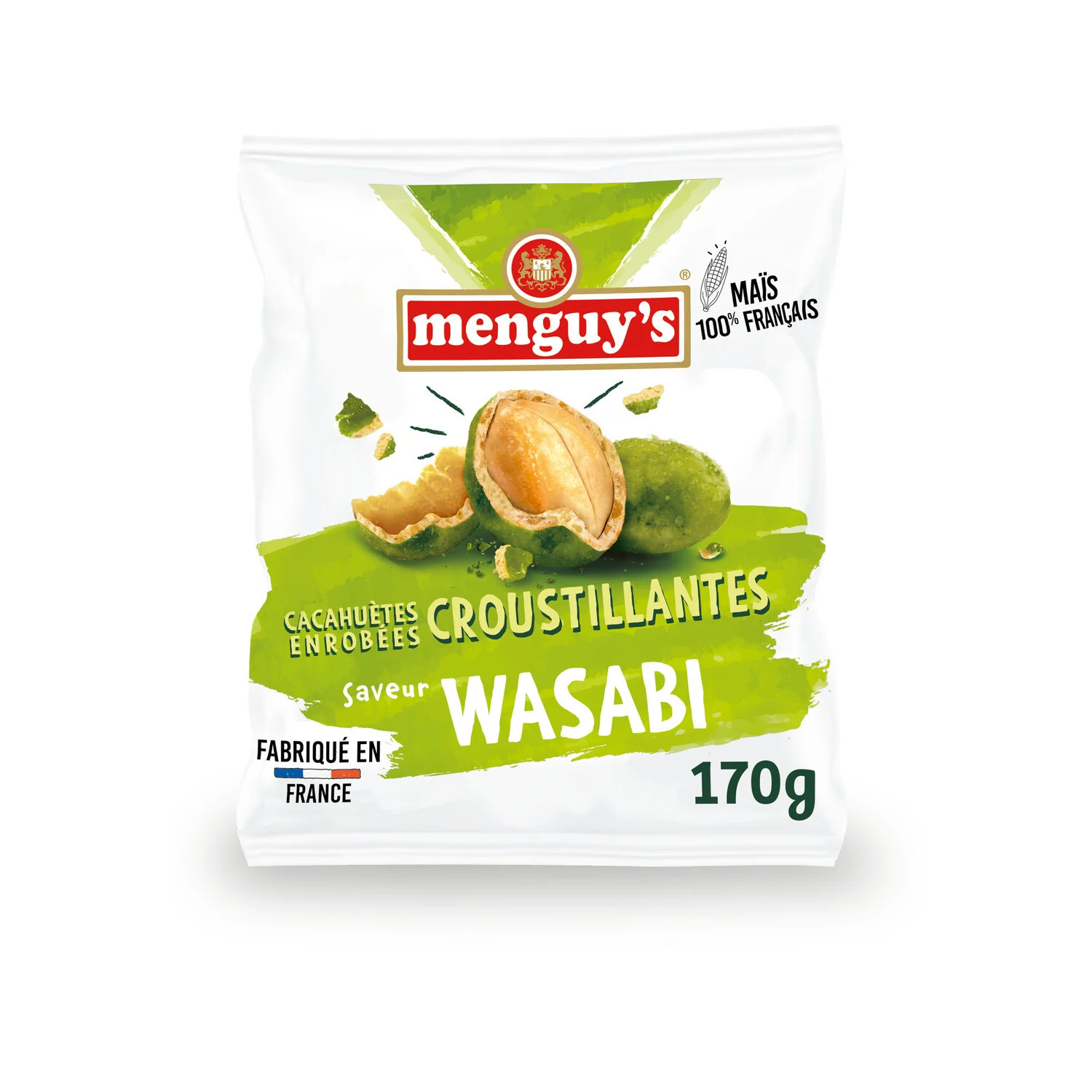 Cacahuètes Enrobées Croustillantes Wasabi 170g - Menguy's