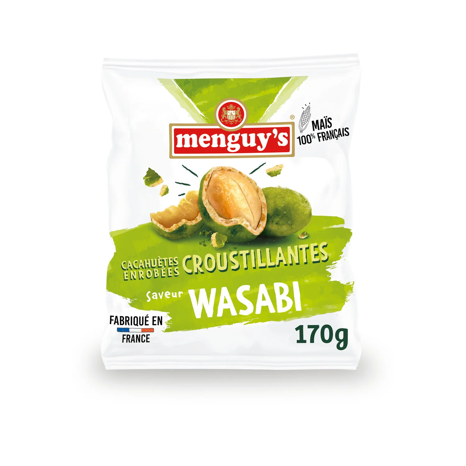 Wasabi Crunchy Coated Peanuts 170g - Menguy's