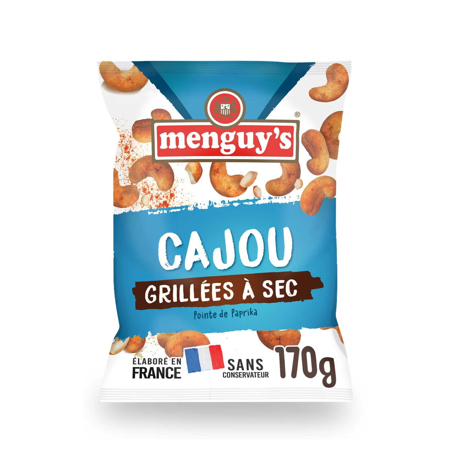 Noix De Cajou Grillée à Sec Pointe De Paprika 170g - Menguy's