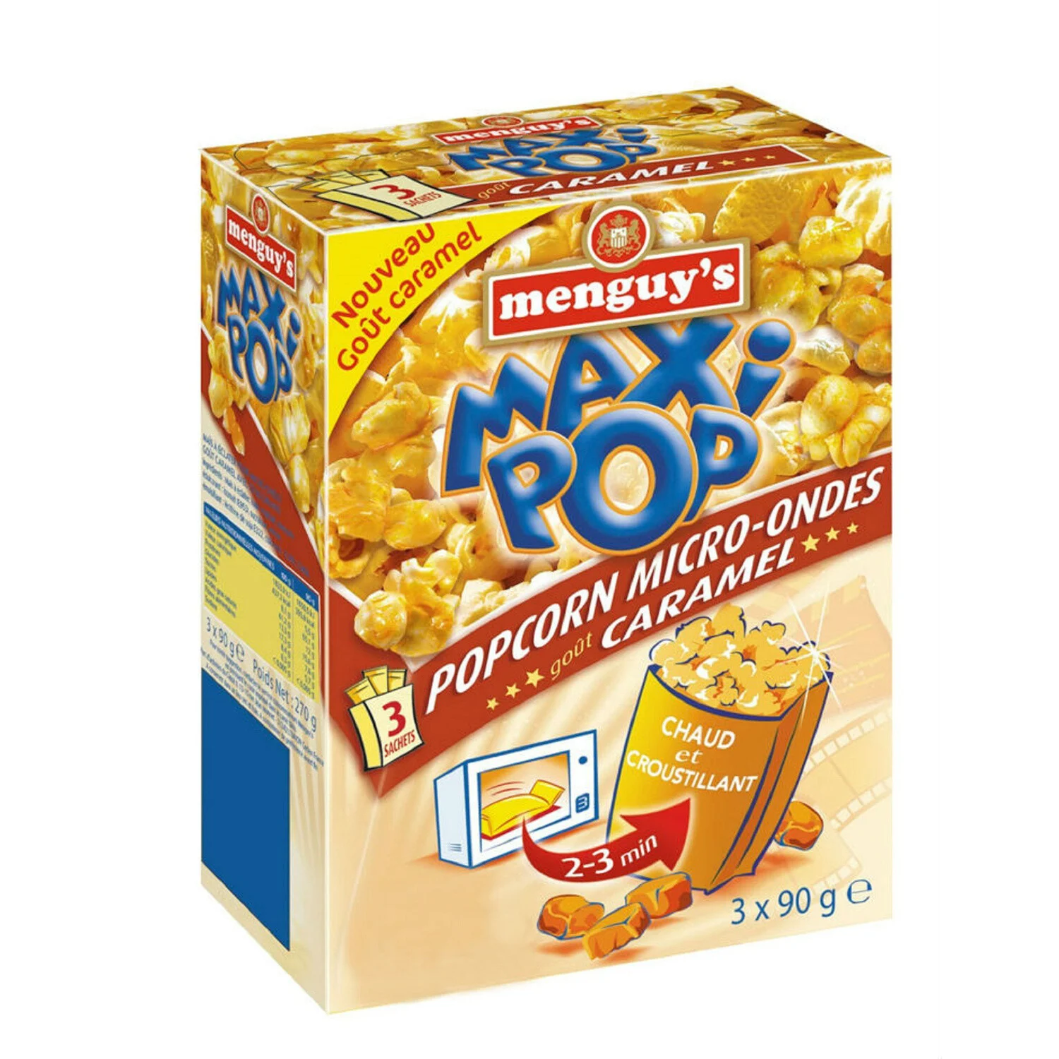 Pop corn microwave Caramel Taste 3x90g - Menguy's