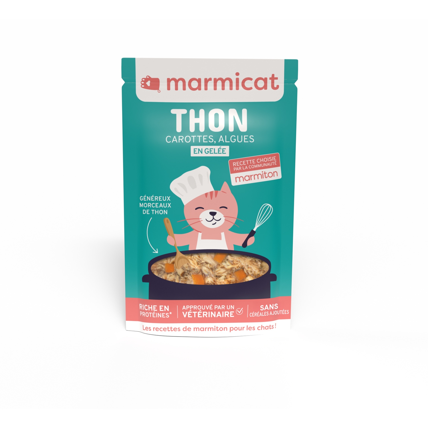 Patee pour chat en gelee sans cereales thon carotte et algue, 70 g - MARMICAT