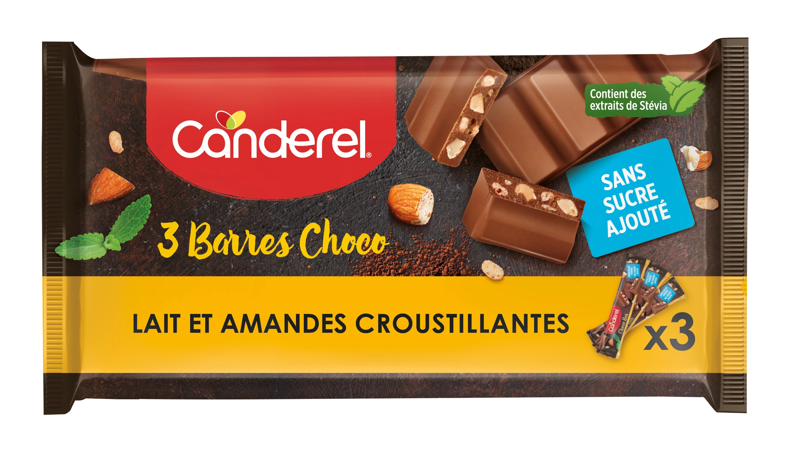 Barre Choco Amande 3x27g - CANDEREL