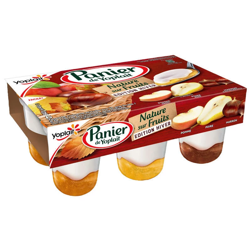 Natural Yogurt on a Bed of Fruits Rhubarb Nectarine Blackcurrant 6x140g - Panier De Yoplait