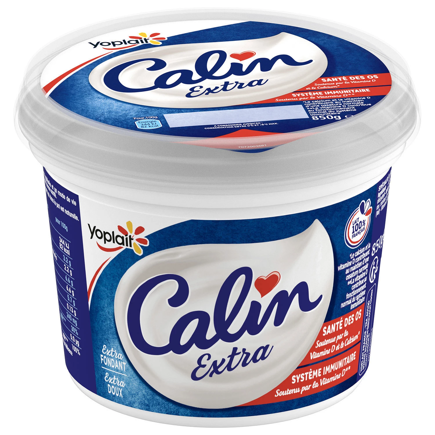 Natural white cheese with half-skim milk 850g - Calin