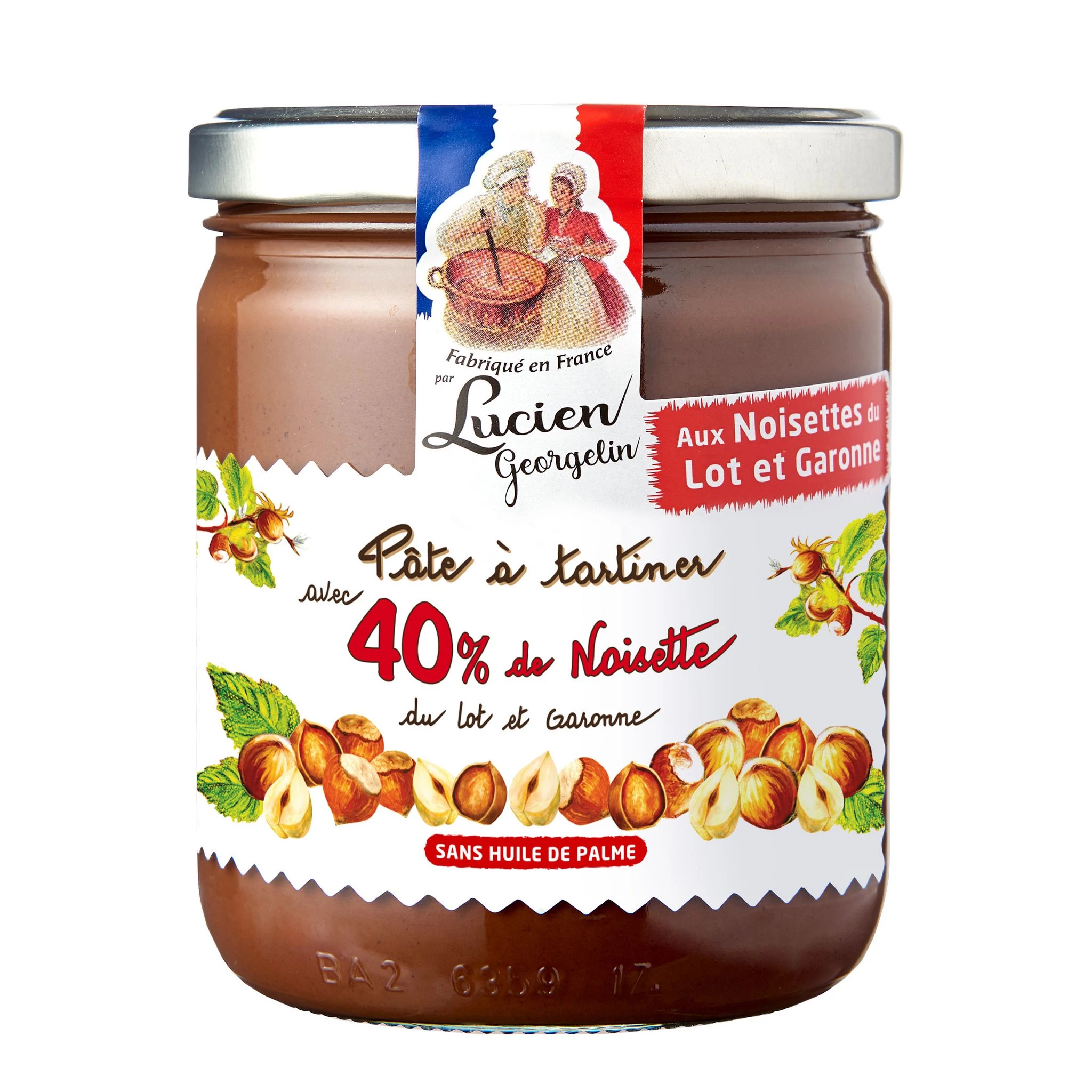Pâte à Tartiner 40% Noisette Du Lot Et Garonne Et Cacao
Sans Huile De Palme 400g - LUCIEN GEORGELIN