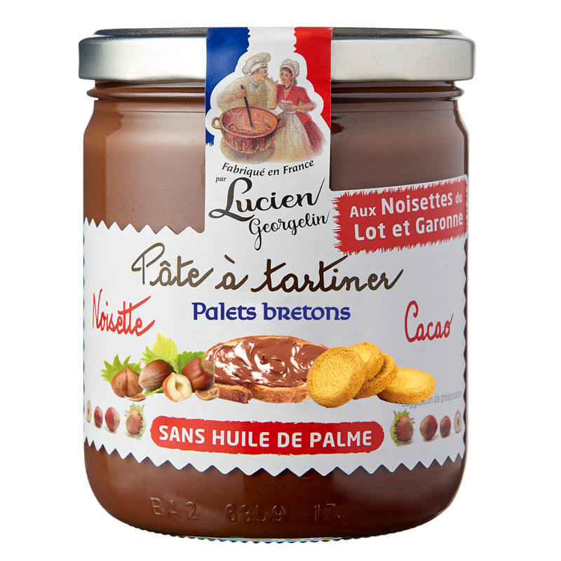 Pâte à Tartiner Noisette De France. Cacao Et Brisures De Palets
Bretons Sans Huile De Palme 400g - LUCIEN GEORGELIN