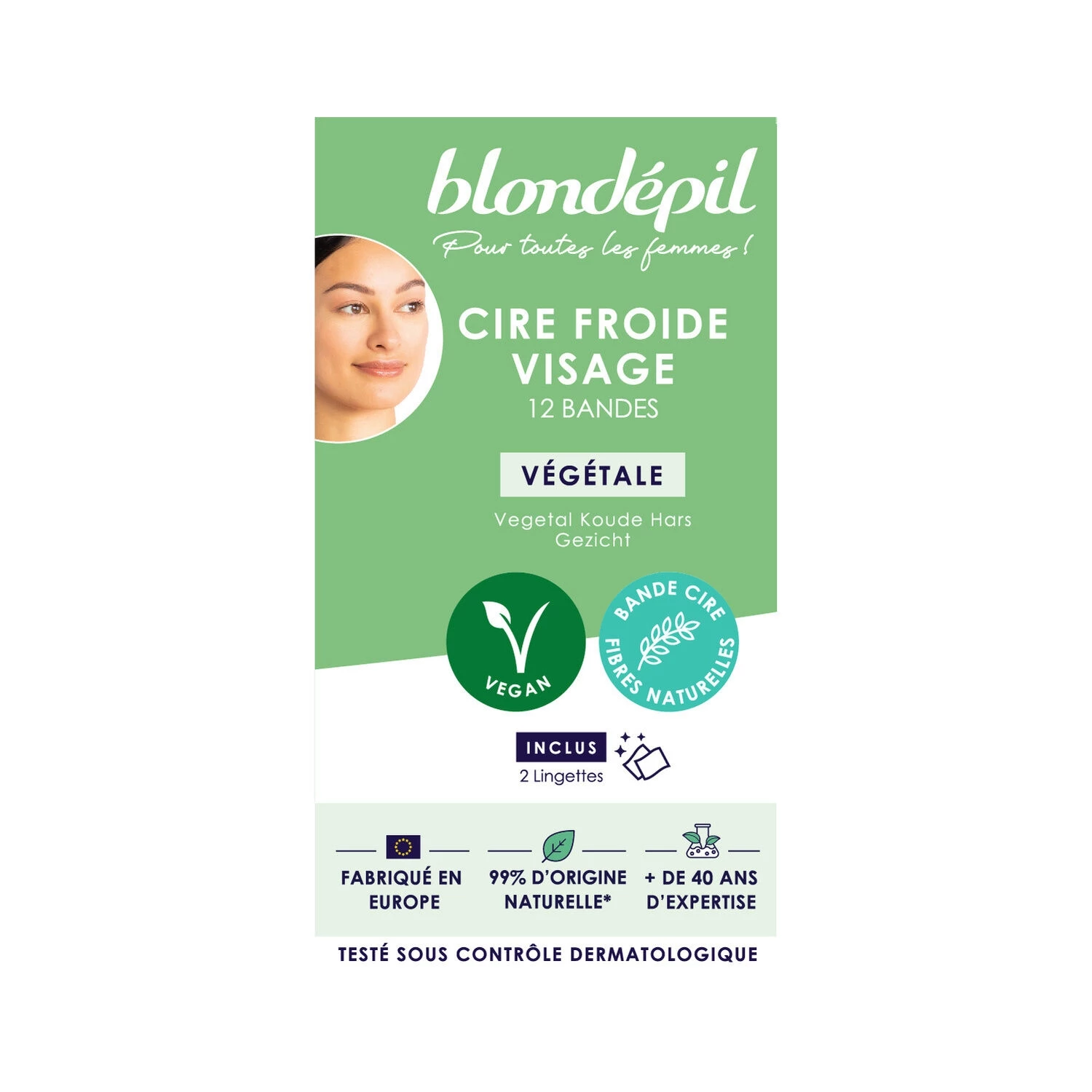 12 Bandes Cire Face Veg Bldp