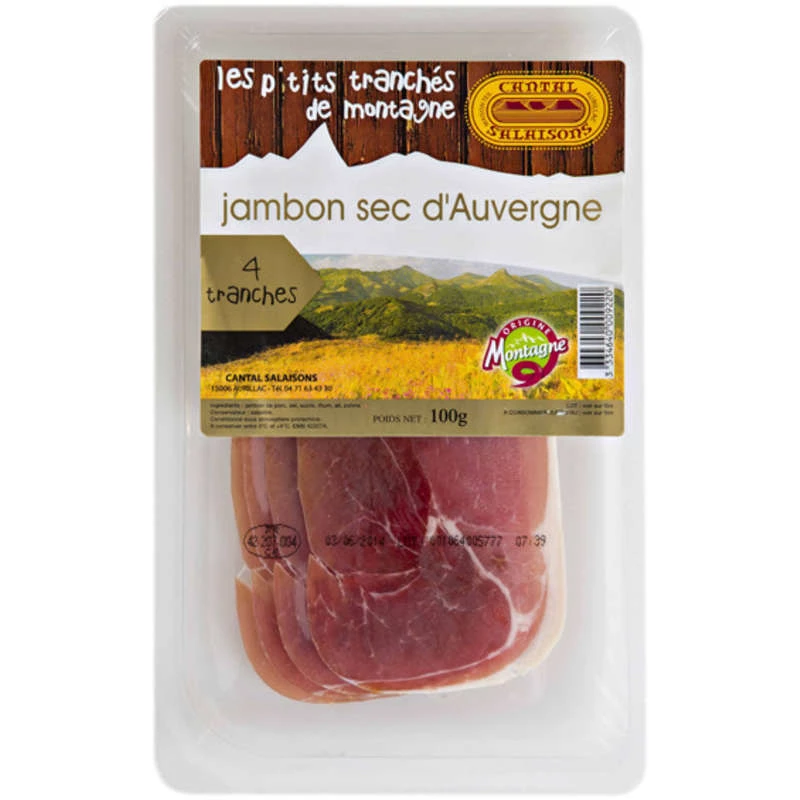 Jambon Sec d'Auvergne x4 tranches 100g - VALTITUDE