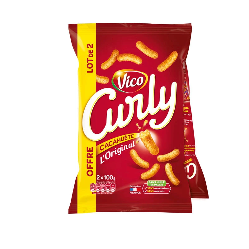 Chips de Amendoim Originais, 2x100g - CURLY