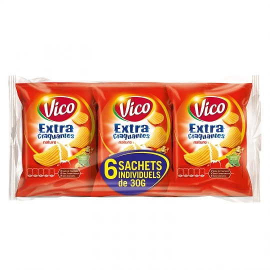 Extra Crunchy Crisps Plain, 6x30g - VICO