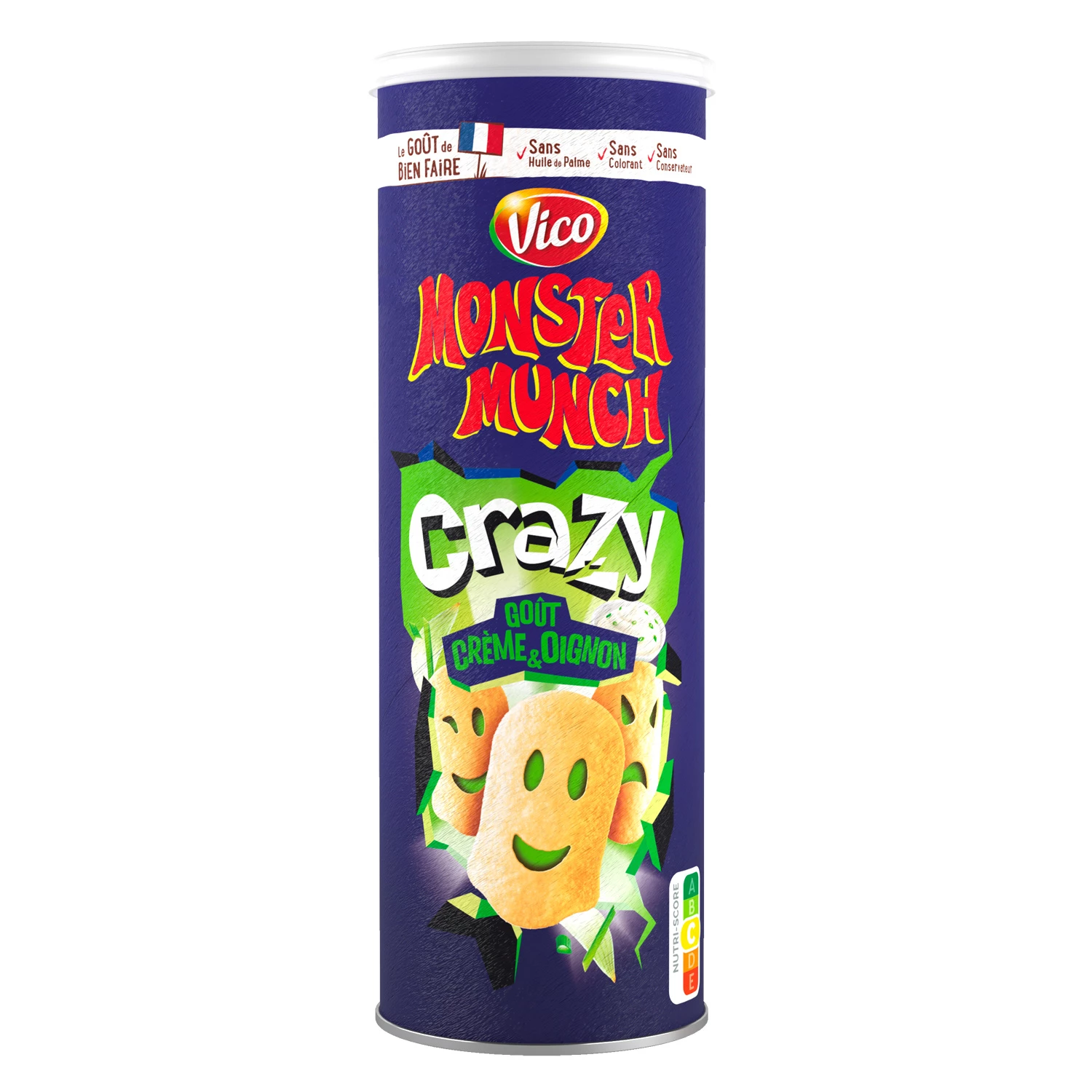 Chips MONSTER MUNCH CRAZY Tuiles Goût Crème et OigNon, 150g  - VICO